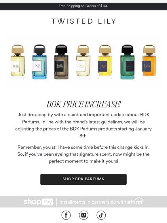 PRICE INCREASE! A HEAD’S UP ON BDK PARFUMS