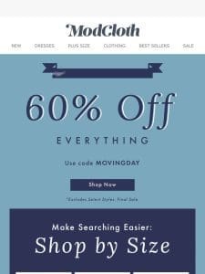 Pack it Up   60% OFF EVERYTHING