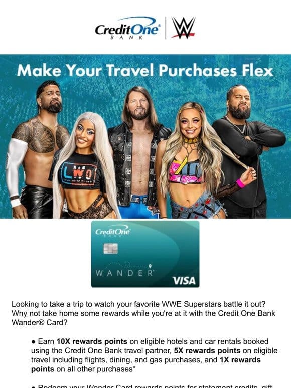 Pack the Credit One Bank Wander Card on Your Next Trip!