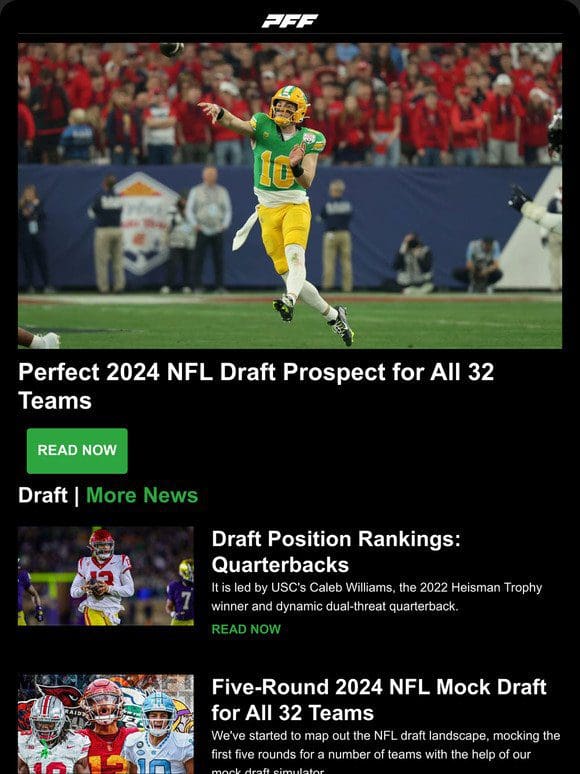 Perfect 2024 NFL Draft Prospect Fits， QB Rankings， Five-Round Mocks