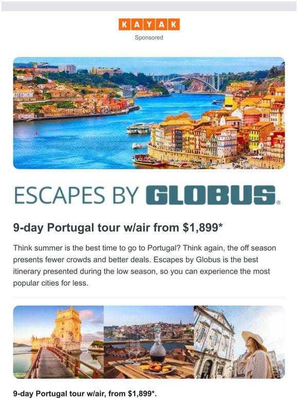 Portugal tour w/air from $1，899✈️.