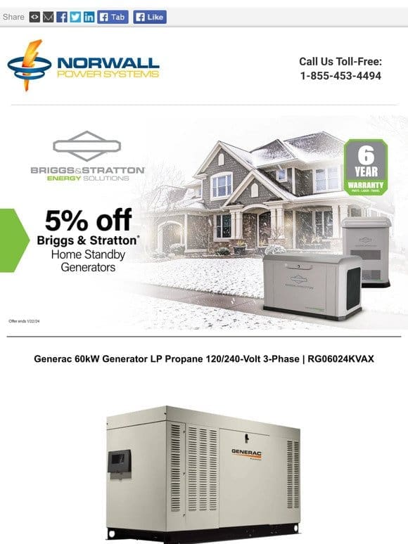 Prepare for Power Outages: Discover Special Cart-Added Discounts on Reliable Generators! 5% off Briggs!