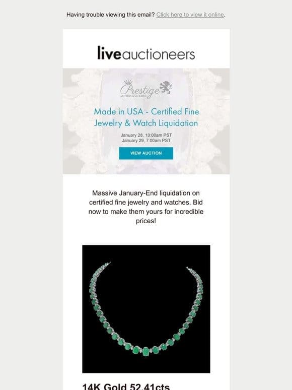 Prestige Auction Galleries | Made in USA – Certified Fine Jewelry & Watch Liquidation