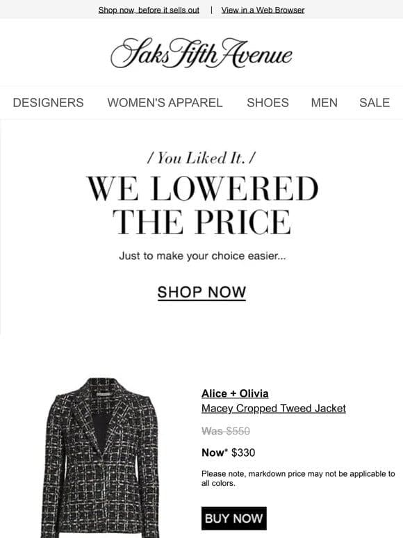 Price Drop Alert! Buy your Alice + Olivia jacket & more now…
