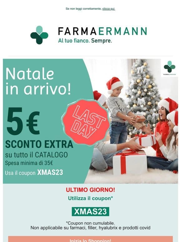 Promo Lampo Natale 2023! 5€ di sconto se spendi almeno 35€ ⭐⭐⭐⭐⭐