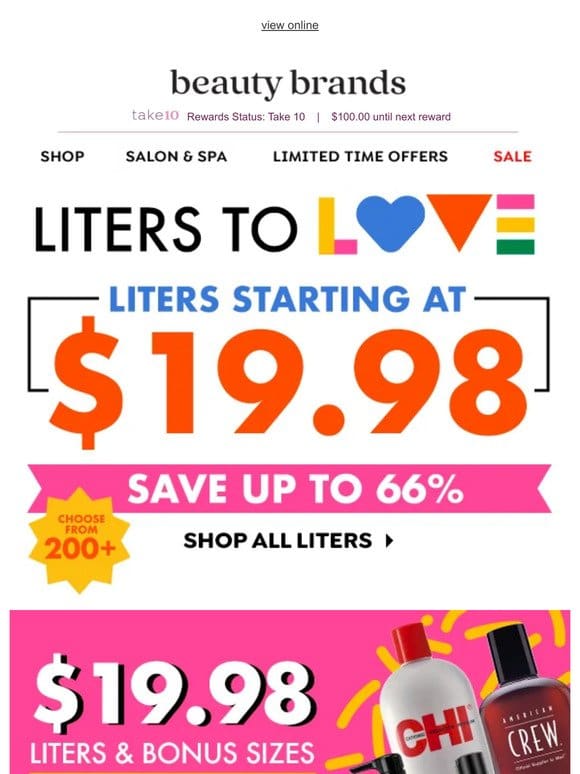 Psst… up to 66% off your favorite liters!