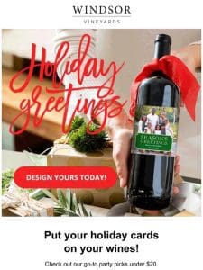 Put your holiday card on a wine bottle!