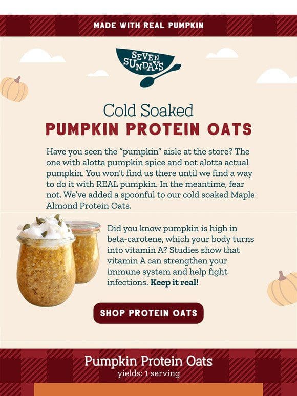 REAL: Pumpkin Protein Oats