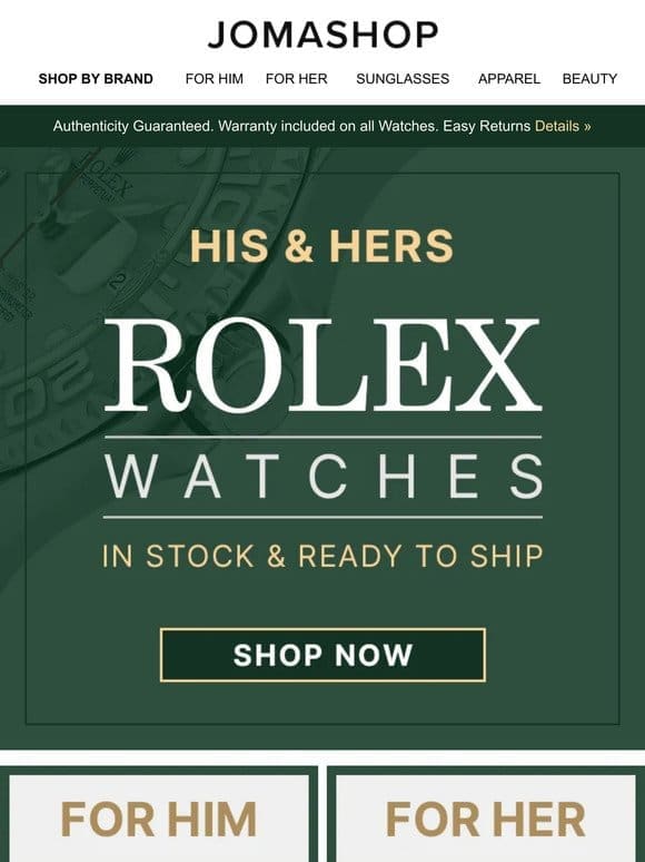 ROLEX WATCHES: For Him & Her
