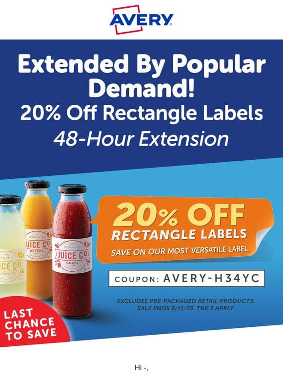 Rectangle Label Sale Extended – 2 days Only