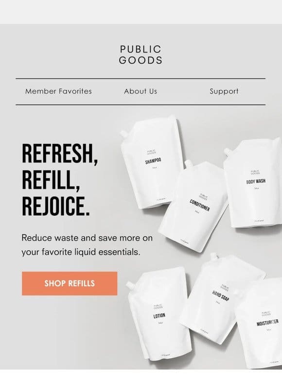 Reduce waste + save more with refills