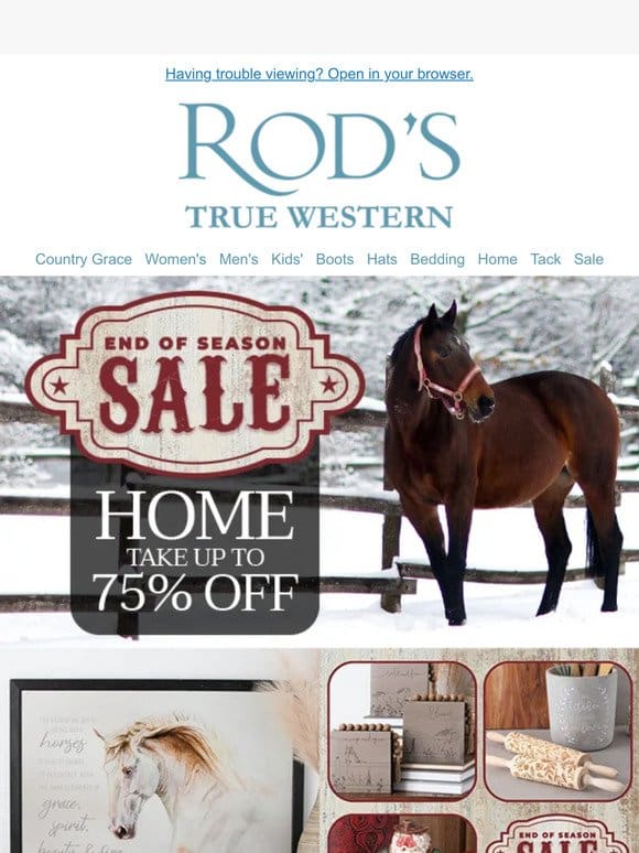Refresh your space for less! Up to 75% off Western Home Decor