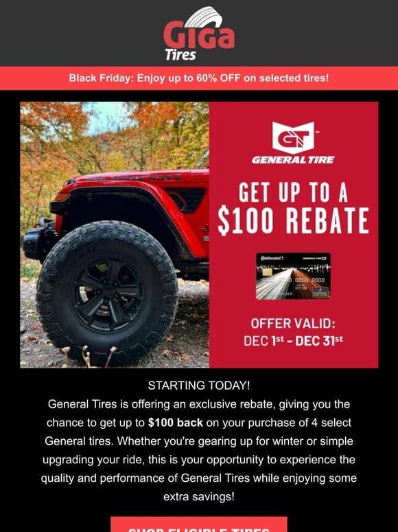 Rev Up Your Savings! General Tires Rebate Starts Today
