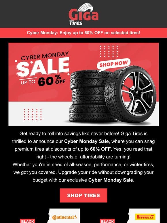 Rev Up Your Savings: Tires-easy Cyber Monday Sale Starts Now!