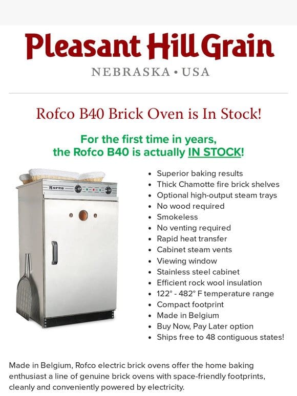 Rofco B40 Ovens Are Back In Stock! — PHG Newsletter