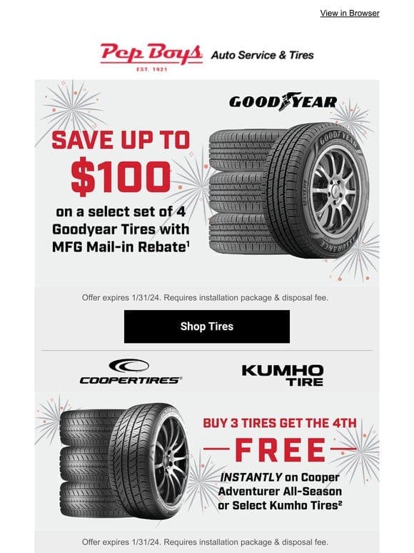 Roll away with $100 OFF Goodyear