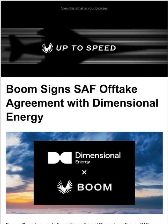 SAF offtake agreement with Dimensional Energy， Symphony partner FTT Q&A， Boom visits JAL， and more