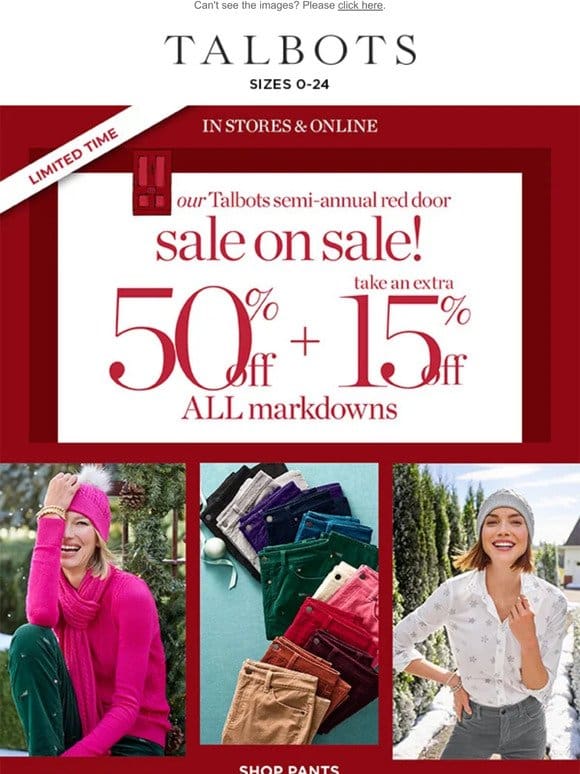SALE ON SALE! Extra 50% + 15% off markdowns
