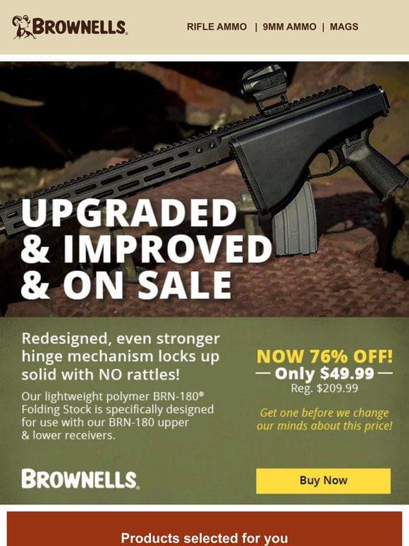 SAVE 76% on our BRN-180 Folding Stock!