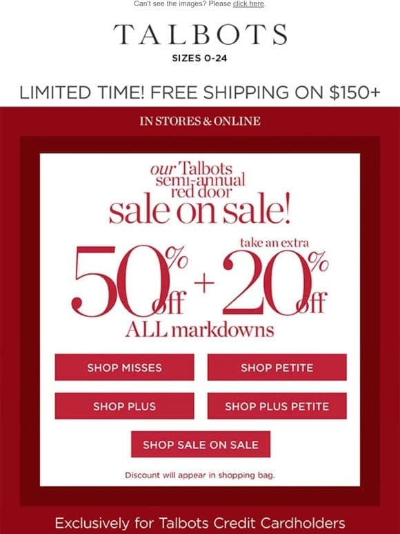 SAVE TWICE! Extra 50% + 20% off MARKDOWNS