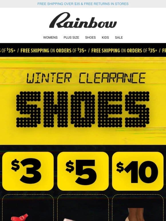 SHOE CLEARANCE from $3 We’ve got chills! ❄��❄️❄️