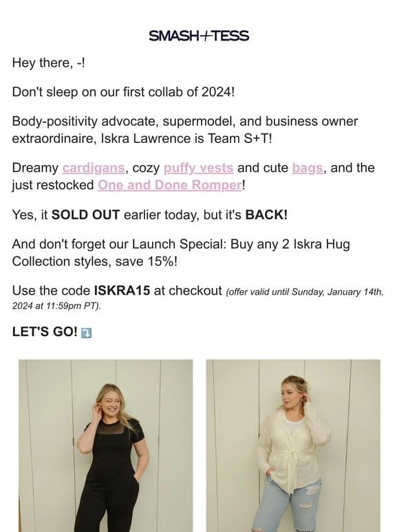 S+T x Iskra Hug Collection is Going FAST!