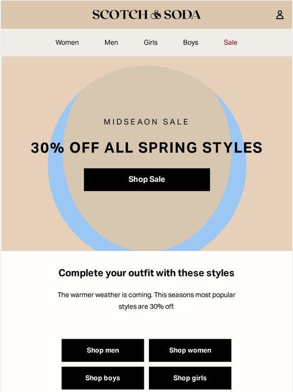 STARTS TODAY: 30% Off Midseason Sale