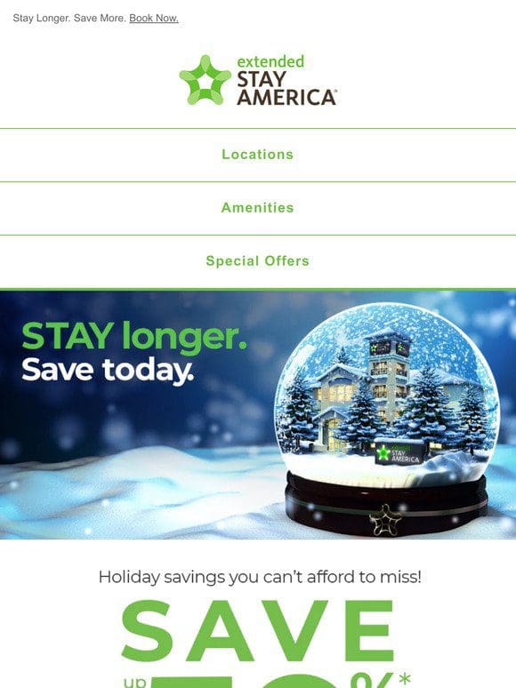 STAY during the holidays and save up to 50%*