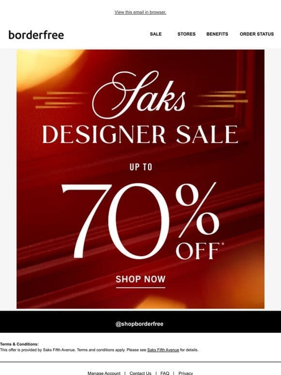 Saks Designer Sale just got 70% better