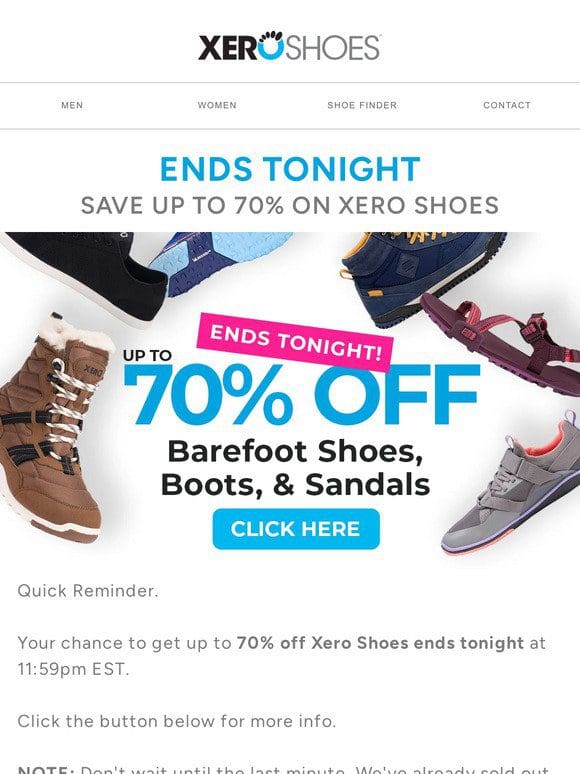 Sale Ends Tonight   Save Up to 70% On Xero Shoes