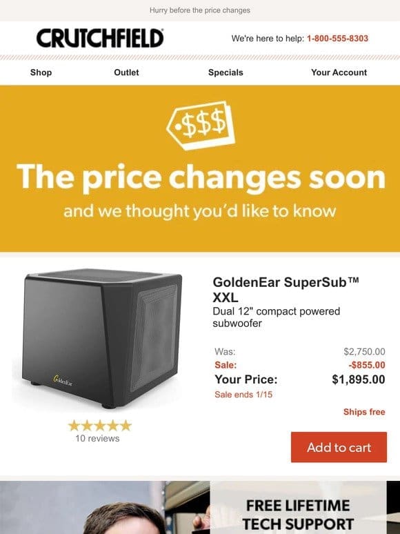 Sale ends soon on the GoldenEar SuperSub XXL