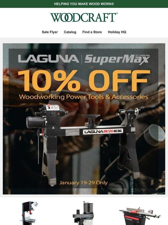 Save 10% Laguna Woodworking Tools & Accessories – Jan. 19-29