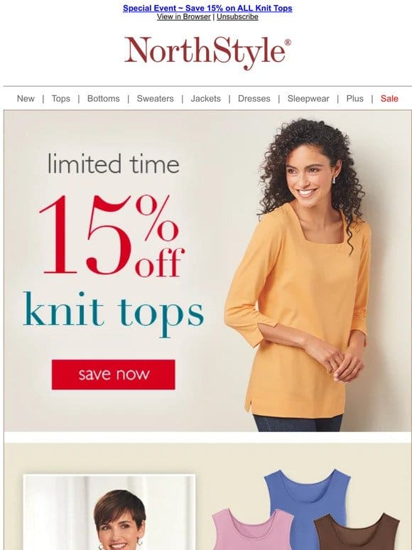 Save 15% & Bring on the Color ~ Knit Tops That Pop!