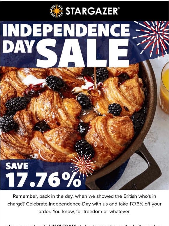 Save 17.76% for Independence Day