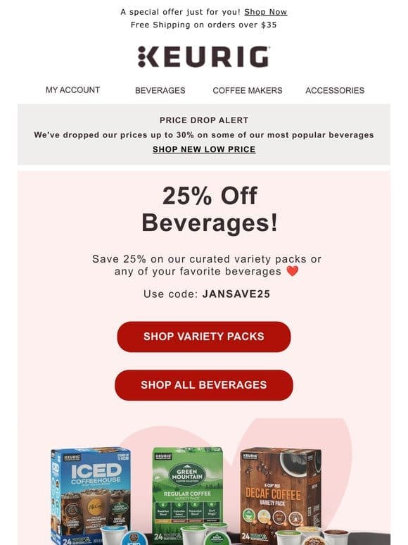 Save 25% on all beverages