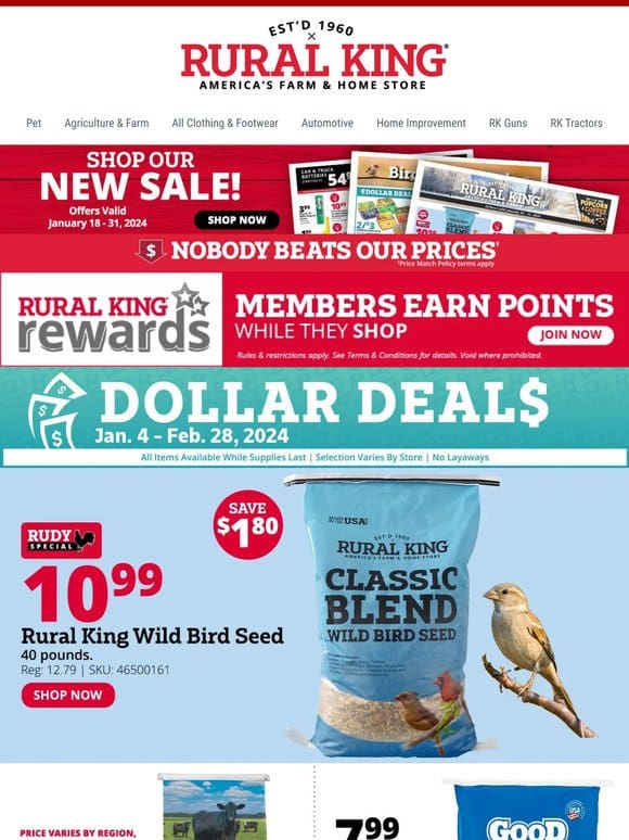 Save $3 on Founding Fathers Coffee Pods， $10.99 Rudy Special Bird Seed & More Inside!