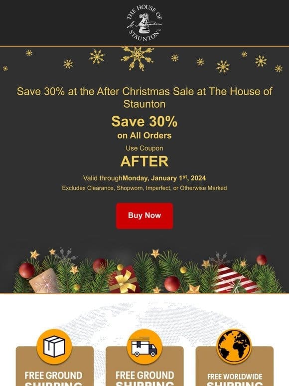 Save 30% at the After Christmas Sale at The House of Staunton