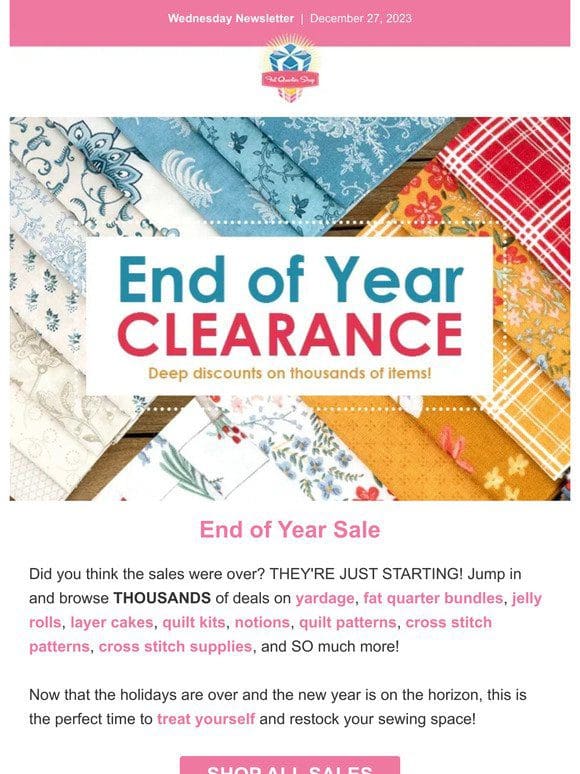 Save 50%+ off THOUSANDS of fabric， notions & MORE!