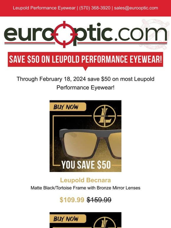 Save $50 on Leupold Performance Eyewear!