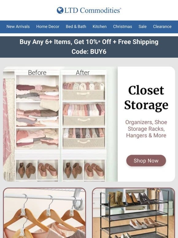 Save BIG on a Closet Transformation: 10% Off + Free Shipping