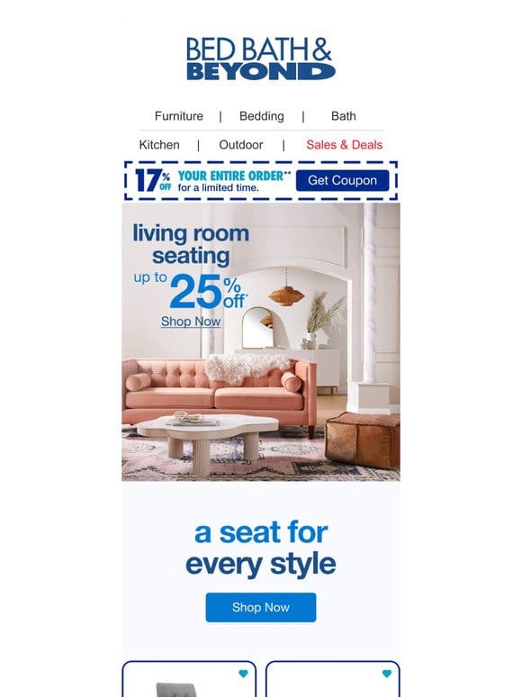 Save Up To 25% On Seating For Every Style
