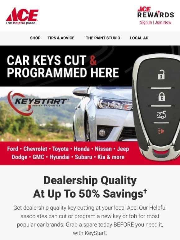 Save Up to 50% on Dealership Quality Keys