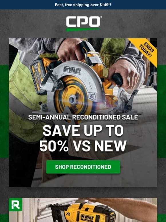 Save Up to 50% vs New on Power Tools!