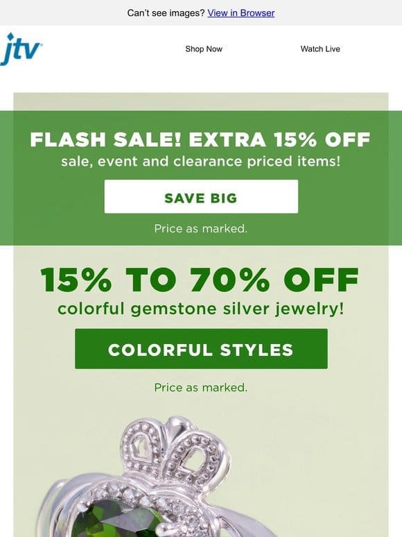 Save extra on colorful gemstone jewelry!