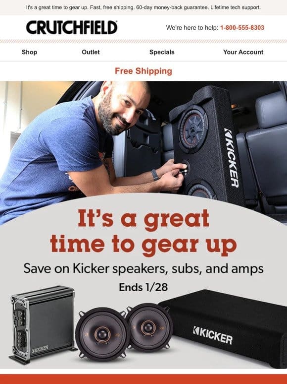 Save on Kicker speakers， subs， and amps