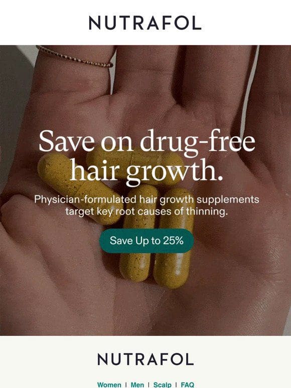 Save up to 25% on drug-free hair growth