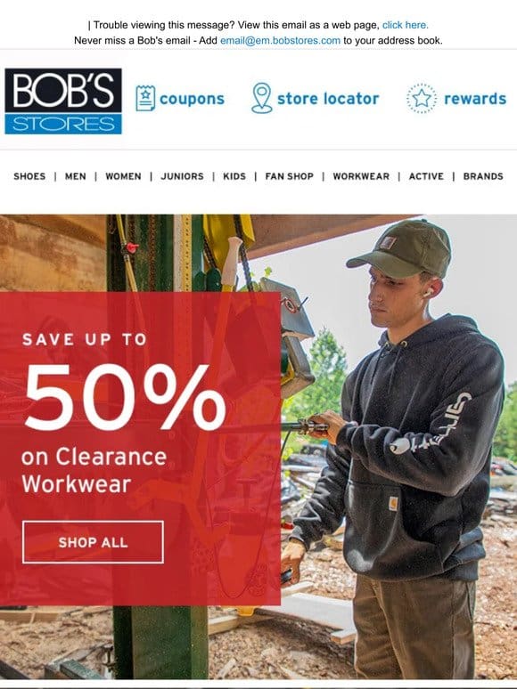 Save up to 50% on Clearance Workwear