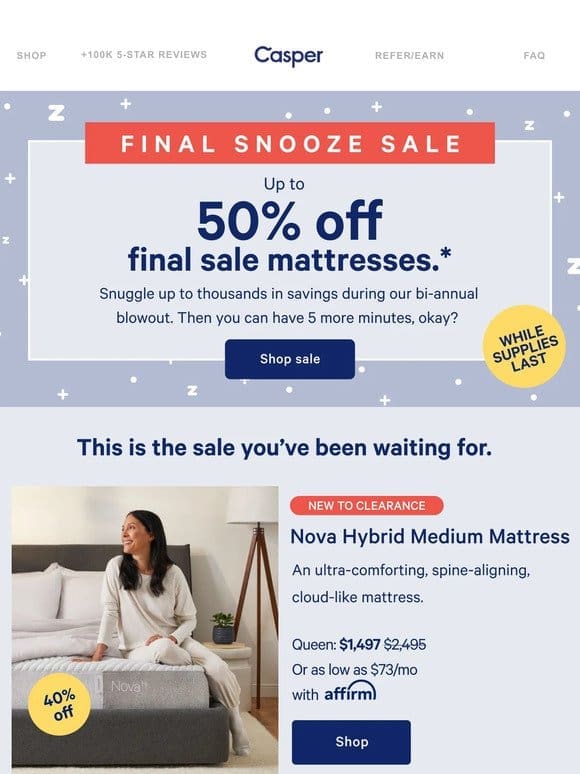 Save up to 50% on Last Call mattresses