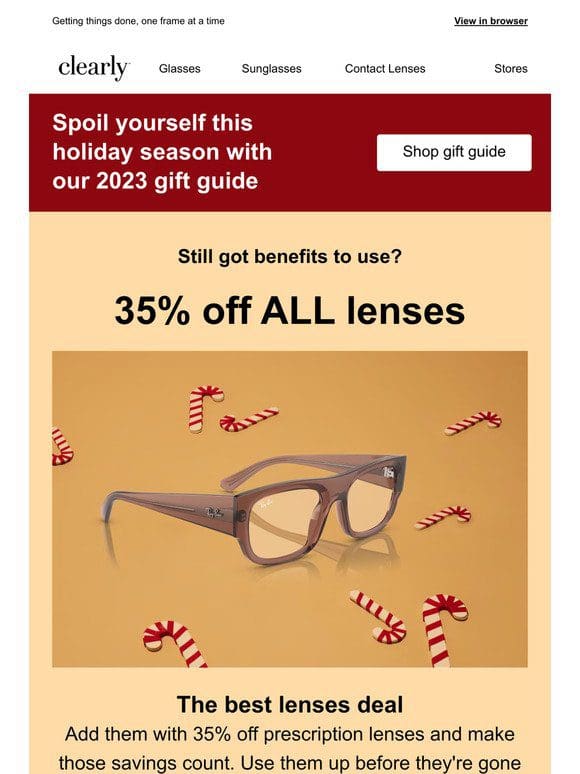 Save with vision benefits + 35% off lenses