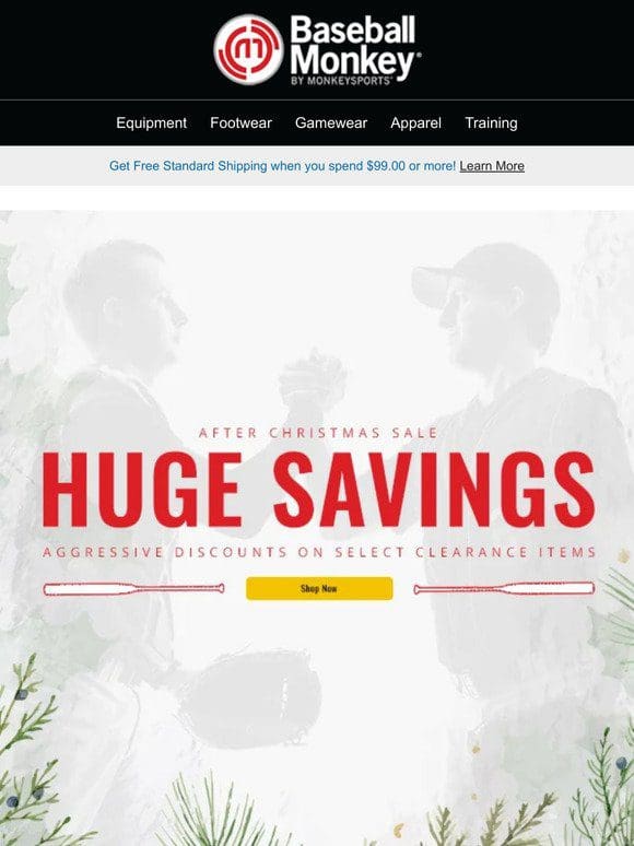 Score Big Savings! BaseballMonkey After Christmas Sale   Up to 75% Off on 170+ Items!
